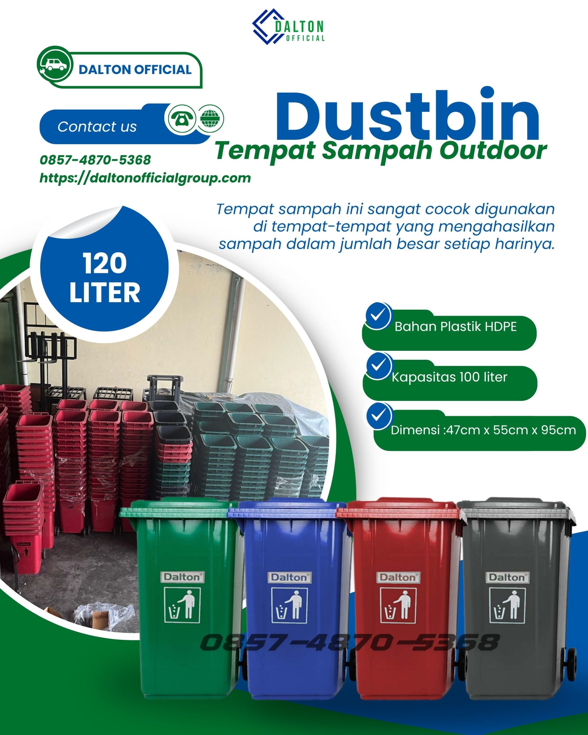 Pusat Distributor Tempat sampah 120 liter Dalton ( Official )