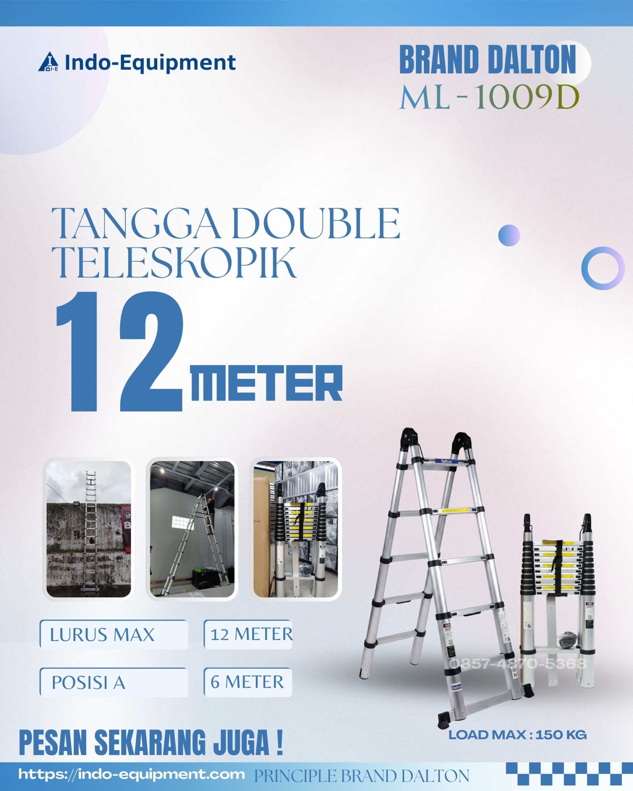 Tangga Teleskopik 12 meter Tangga Lipat Aluminium Teleskopik 12M Double Teleskopik 12 meter Dalton