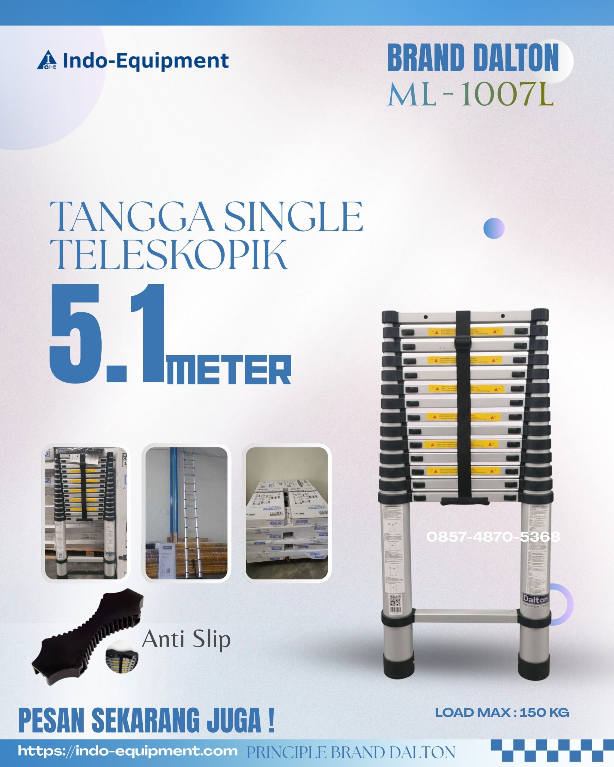 Distributor Tangga Single Teleskopik 5 Meter dalton
