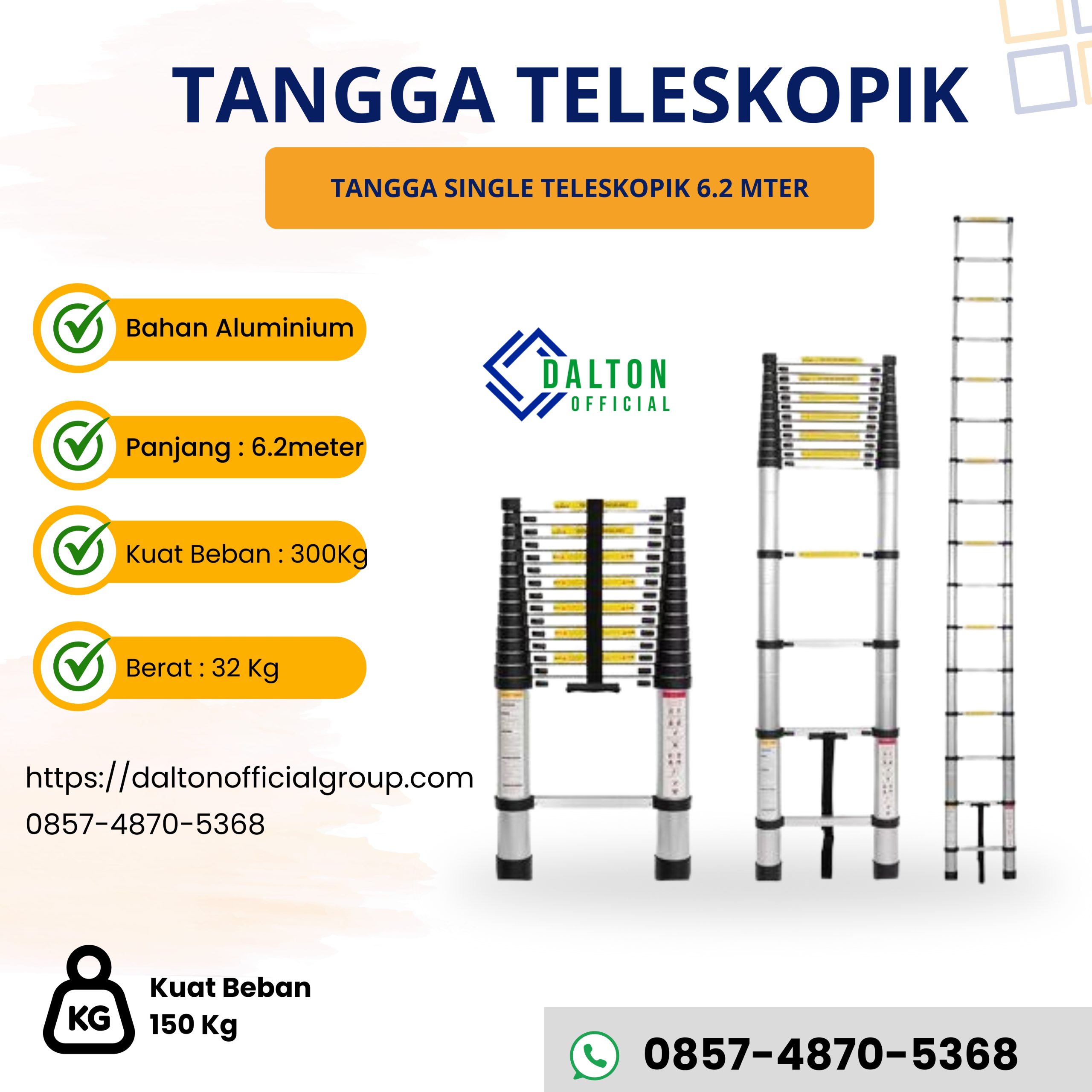 Tangga Single Teleskopik 6.2 Meter – DALTON ML 1009L