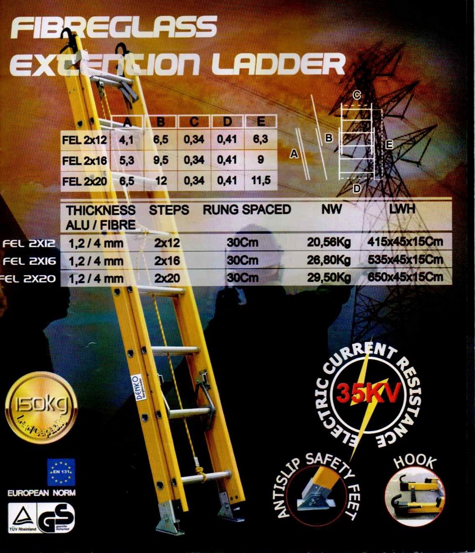 Tangga Pln Sliding Fiberglass 9 Meter 32 Feet - Gambar 52