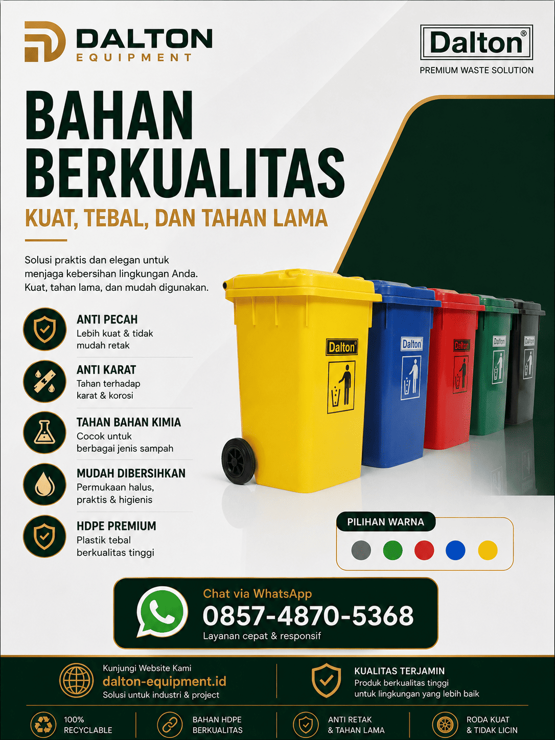 Tong Sampah 240 Liter Beroda Dalton Pusat