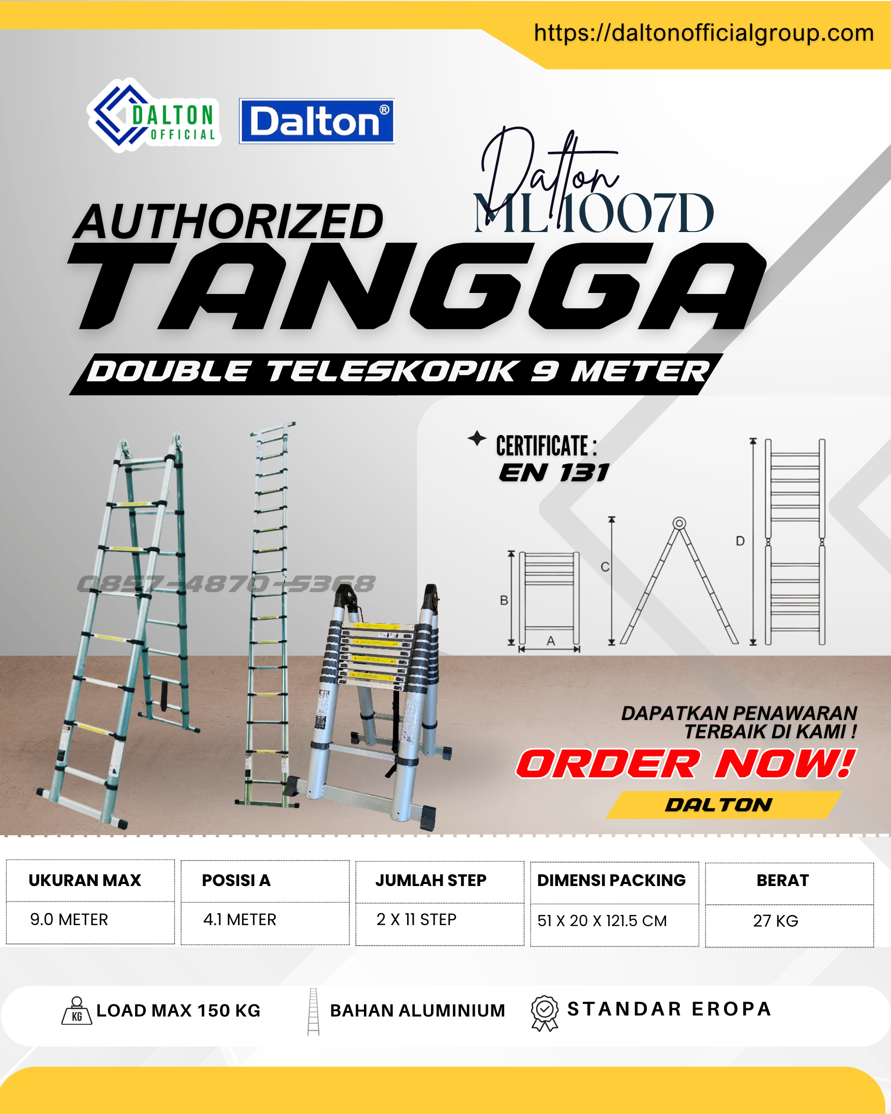 Pusat Gudang Jual Tangga Teleskopik 9 meter