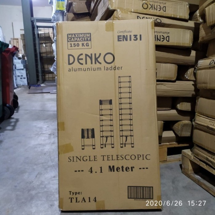 DENKO TLA-14 Aluminium Single Telescopic Ladder 14 Steps 4.1M