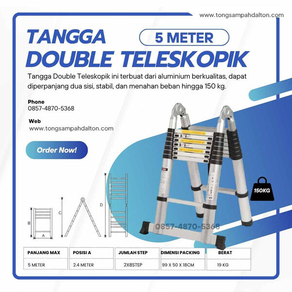 Tangga Double Teleskopik 5 meter