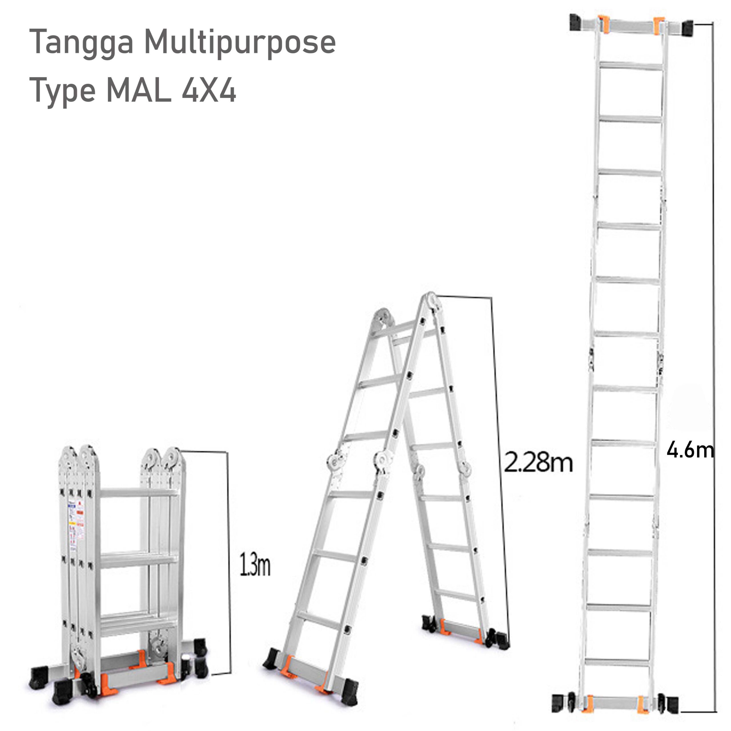 DENKO Tangga Lipat Aluminium Multifungsi 4.6 Meter – MAL 4 x 4